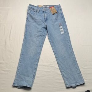 Levi’s 724 high rise slim straight cropped jeans size 28 light wash denim pants